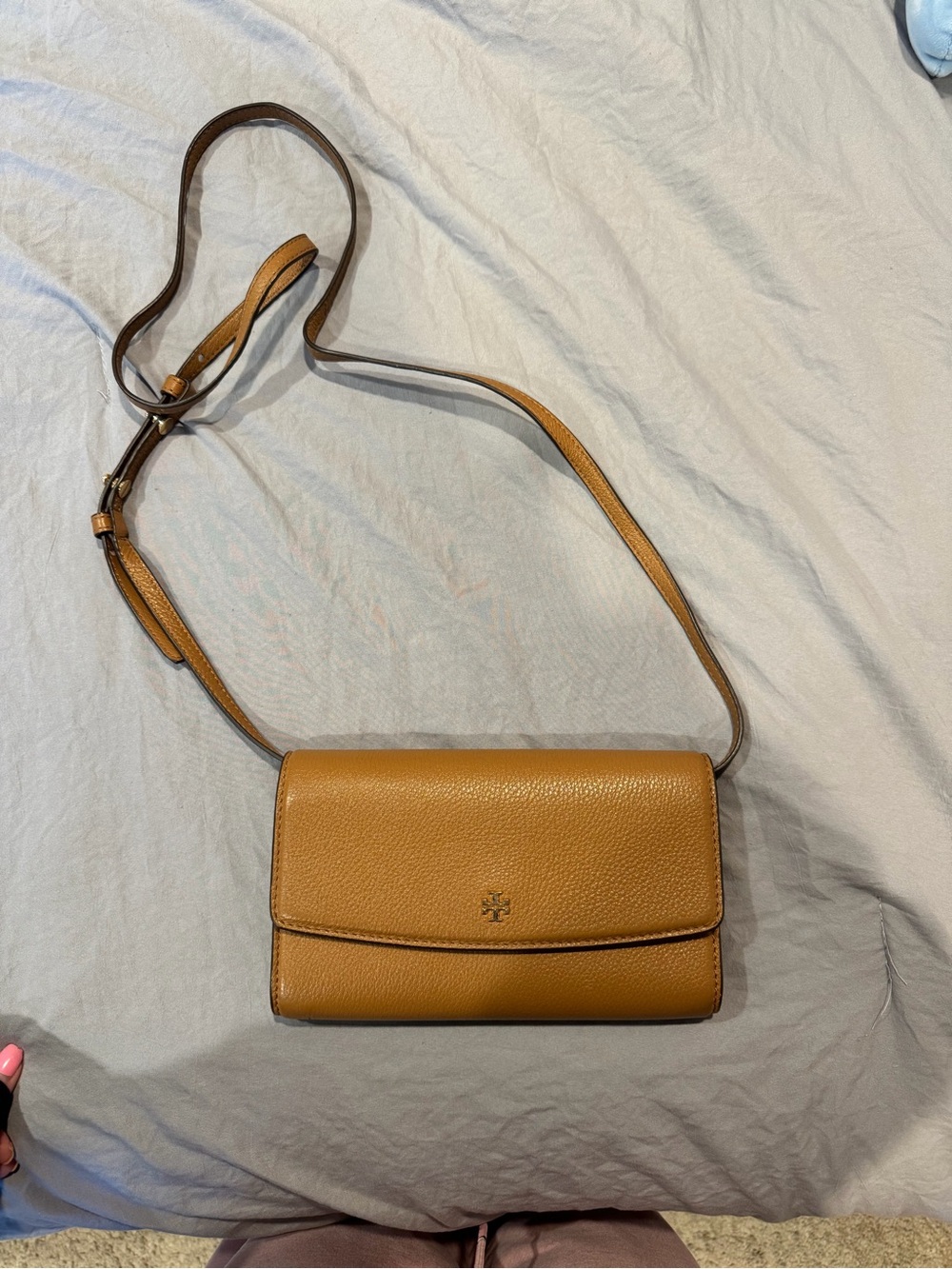 Tory Burch Camel/Tan Pebbled Leather Crossbody